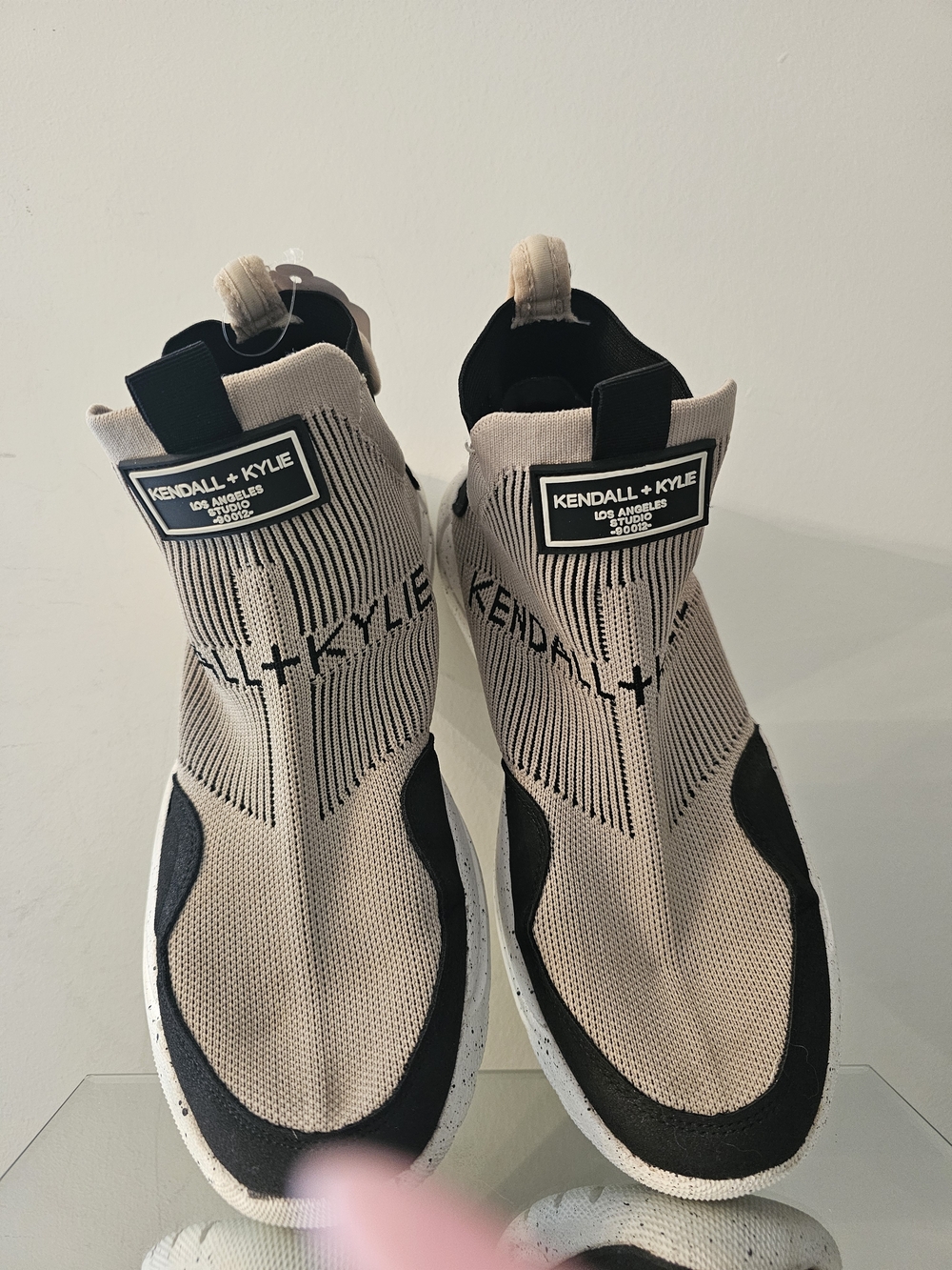Kendall + Kylie Beige Knit Slip-On Sneakers